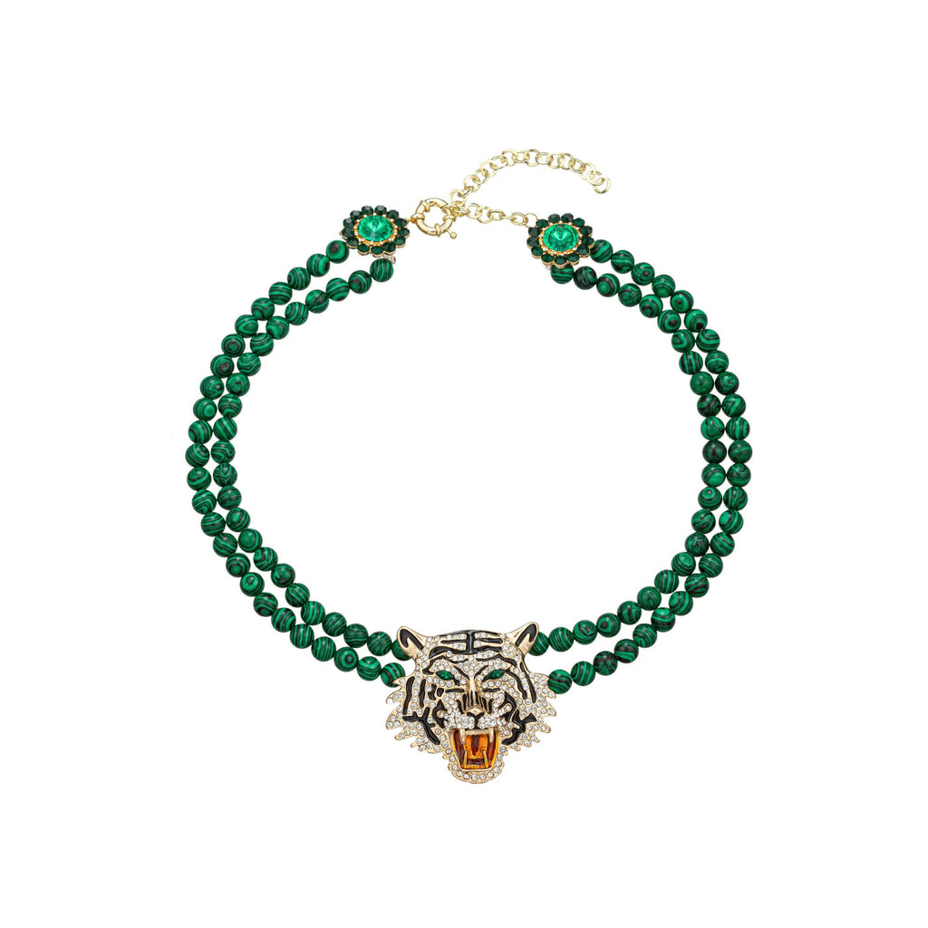Eye Candy Los Angeles - Green Tiger Eye Statement Necklace by Eye Candy Los Angeles