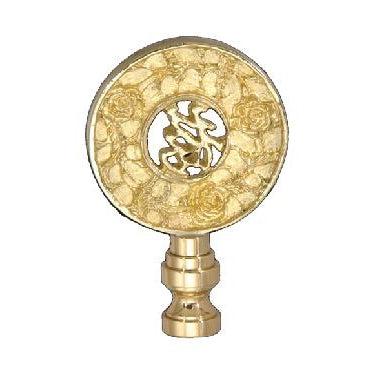 Shou Coin Finial with Polished Brass Finish by B&P Lamp Supply