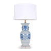32" Blue & White Double Happiness Vase Lamp by Avala