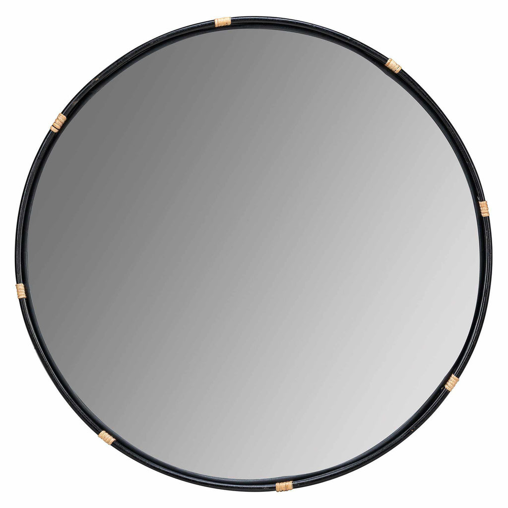 Evan Black and Natural Finish Rattan Wall Mirror by Cooper Classics
