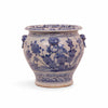 16" Blue & White Ovoid-Form 'Bird and Flowers' Planter by Avala