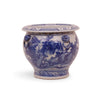 16" Blue & White Ovoid-Form Planter with 'Mountain and Riverscape' Scenes by Avala