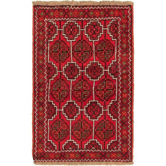 Afghan Akhjah 3'-0" x 5'-0" Hand-Knotted Wool Rug by Antique