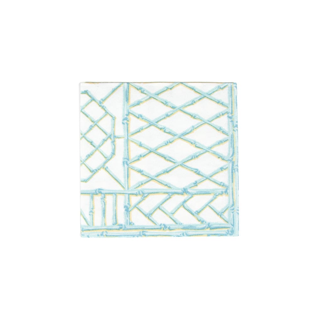 Bamboo Screen Robin's Egg Paper Linen Cocktail Napkins - 15 Per Pack by Caspari