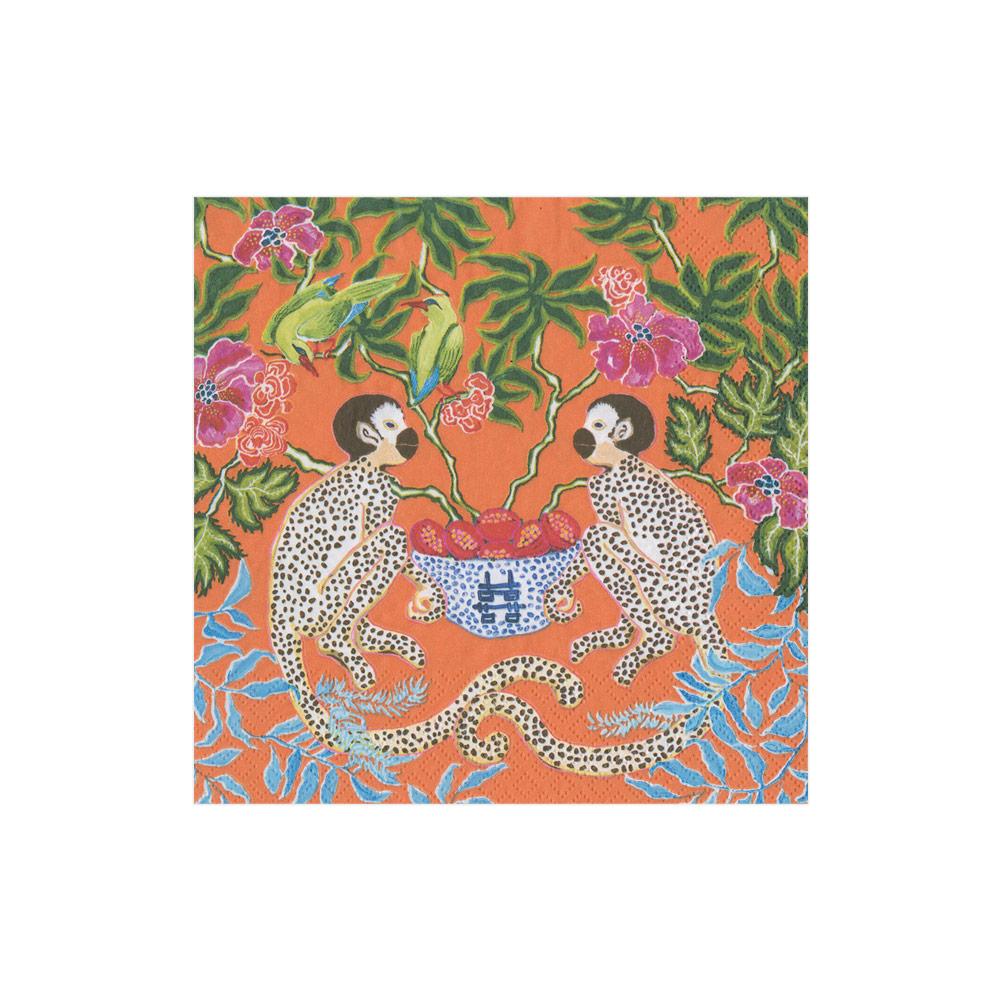 Chinoiserie Monkeys Cocktail Napkins - 20 Per Pack by Caspari