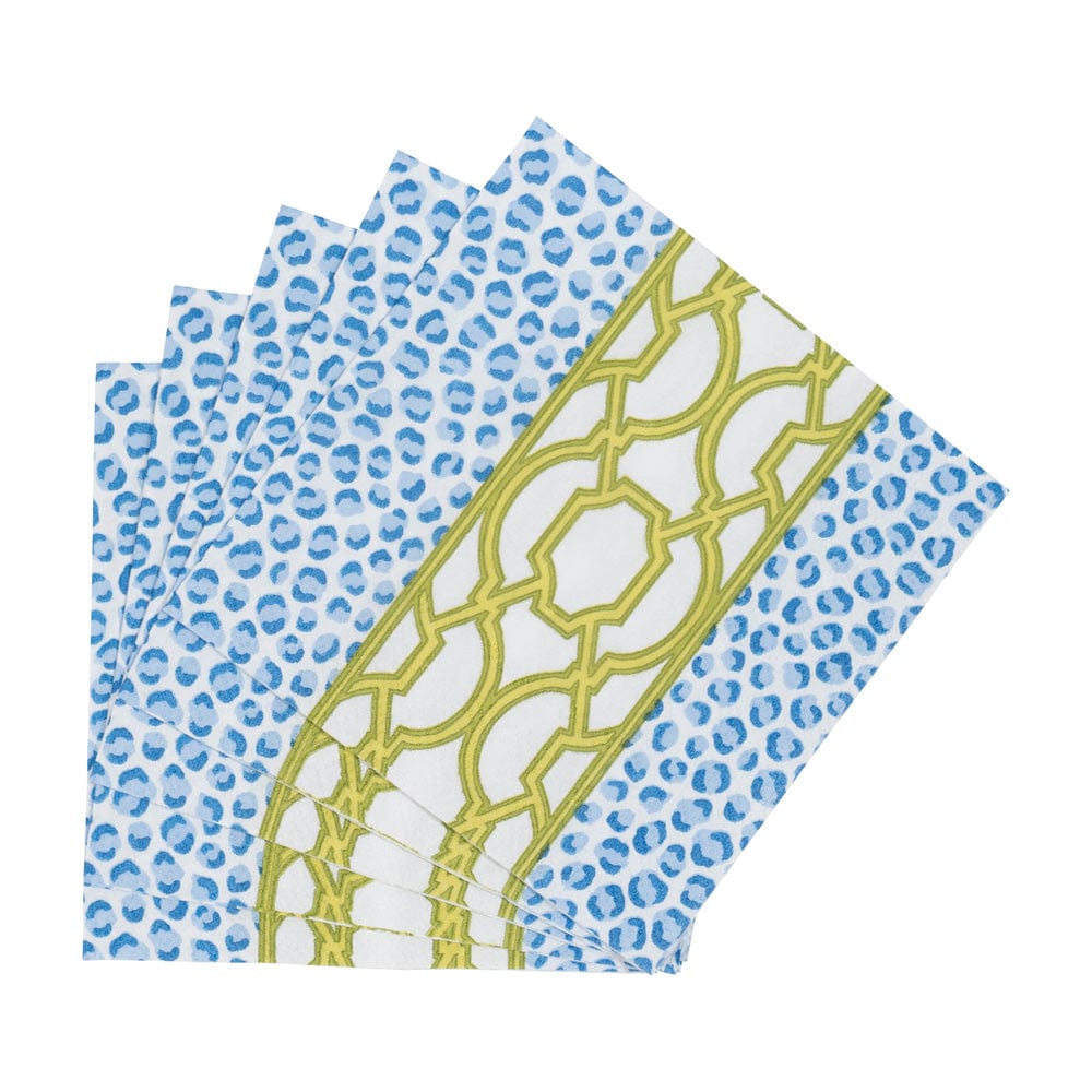 Knots and Spots Blue & Green Cocktail Napkins - 20 Per Pack by Caspari
