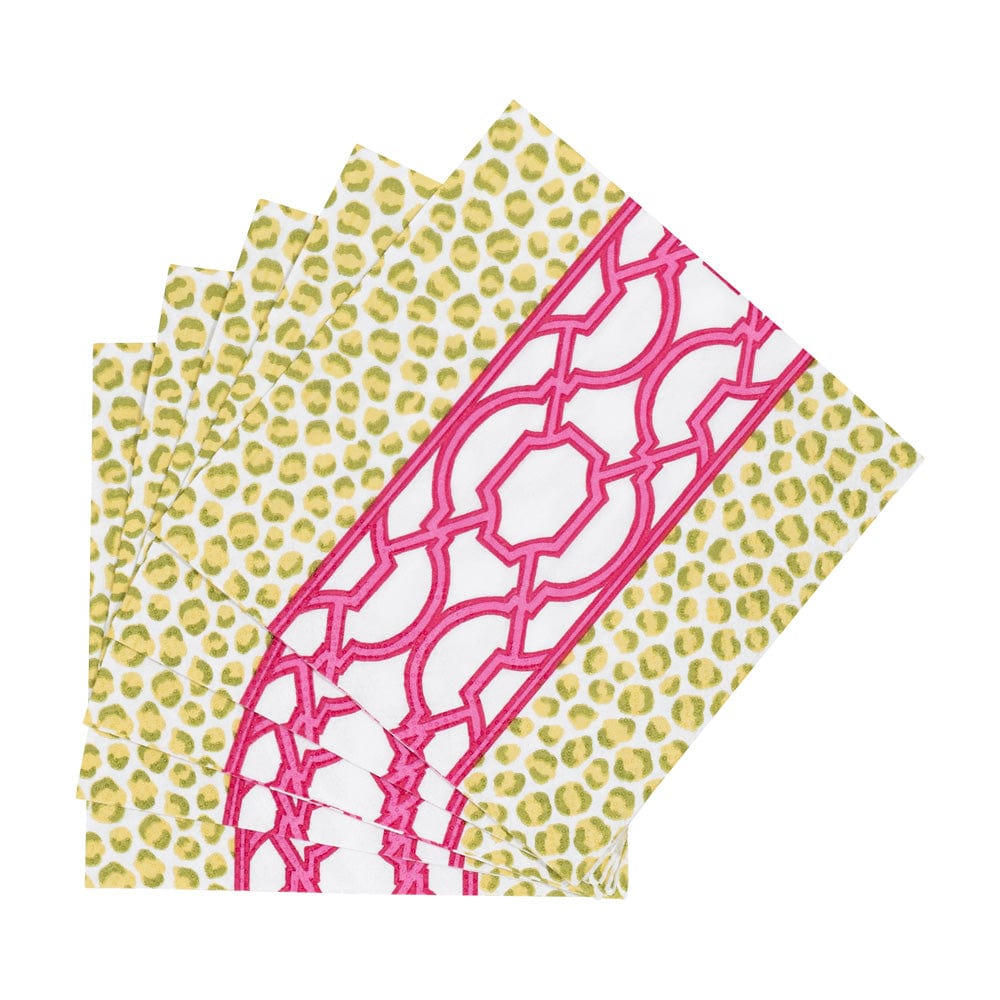 Knots and Spots Pink & Green Cocktail Napkins - 20 Per Pack by Caspari