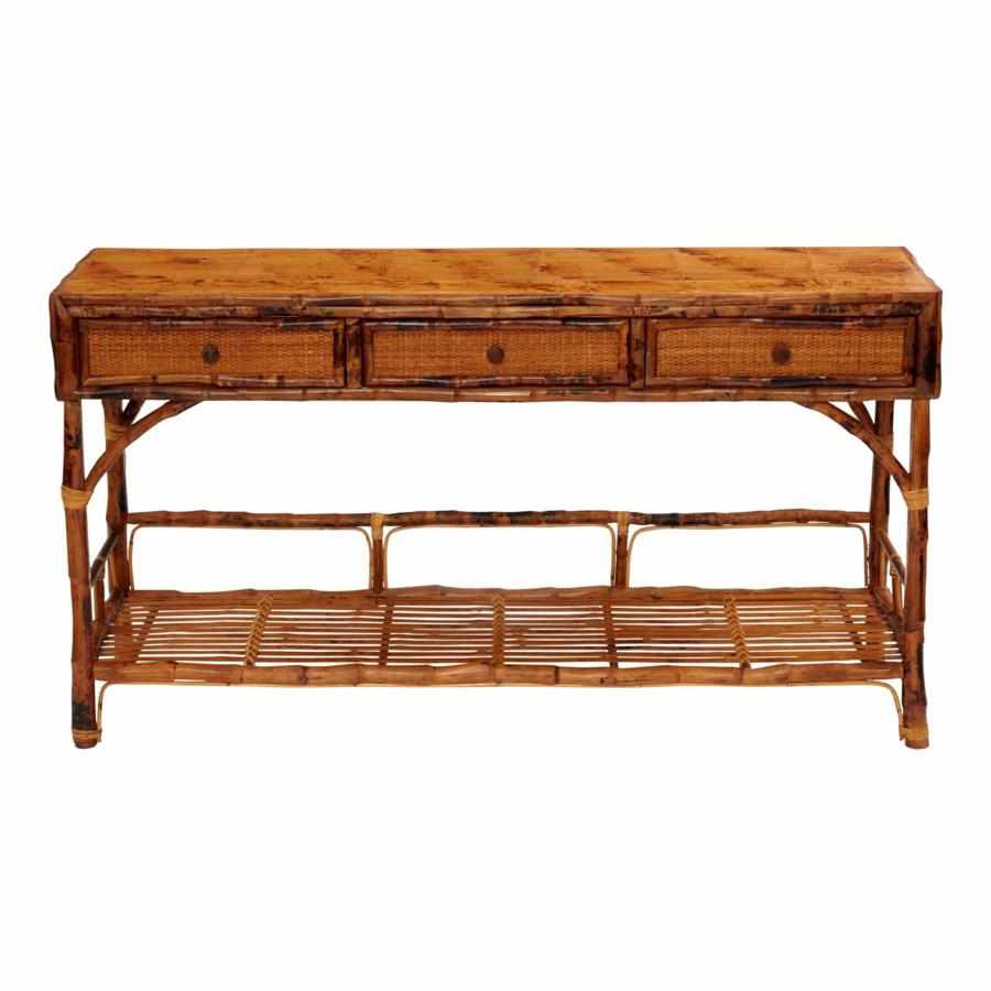 Large Rattan Buffet Console in Tortoise, 61"W by Kenian Rattan Furniture