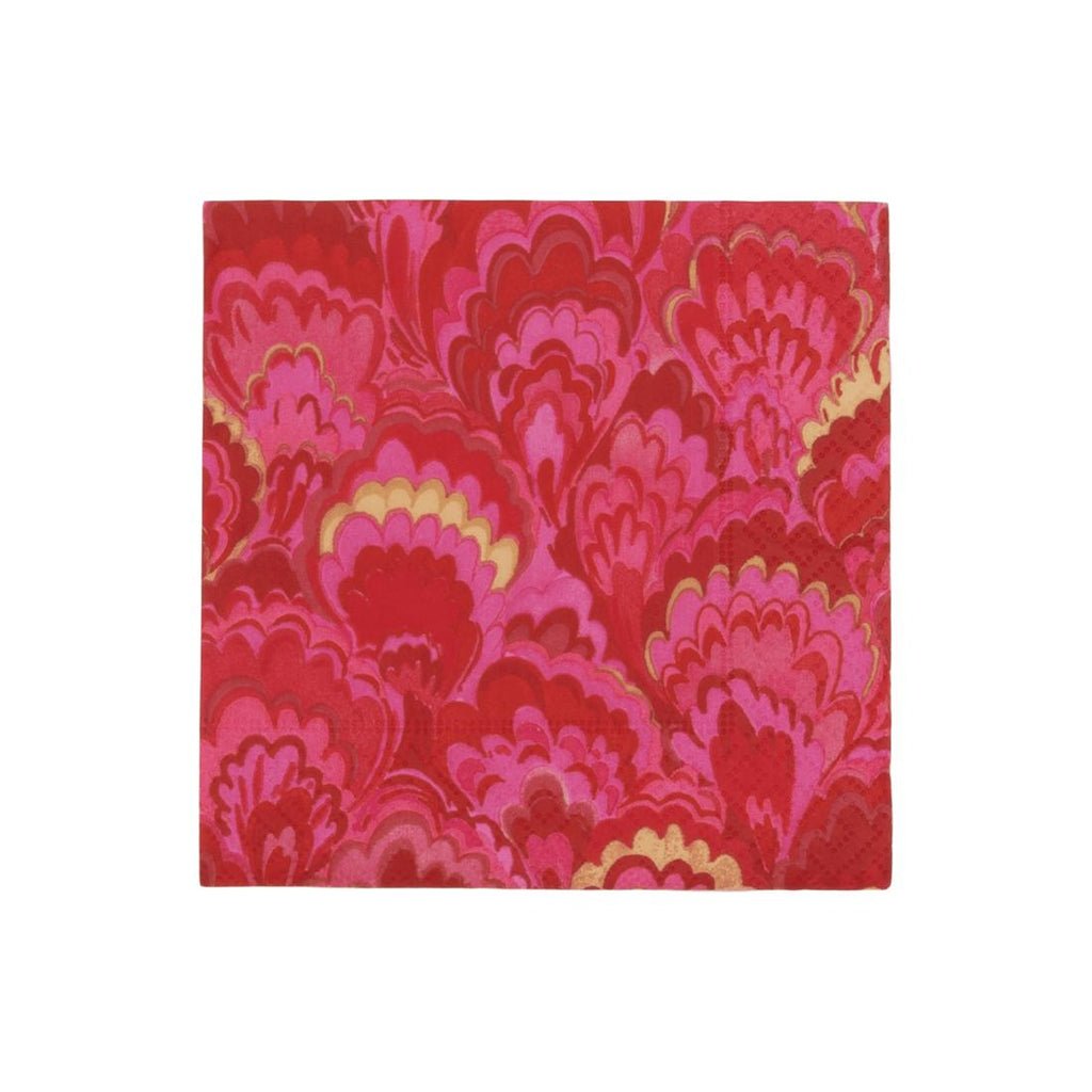 Marbled Ceramica Red & Fuchsia Cocktail Napkins (20 Count) by Caspari
