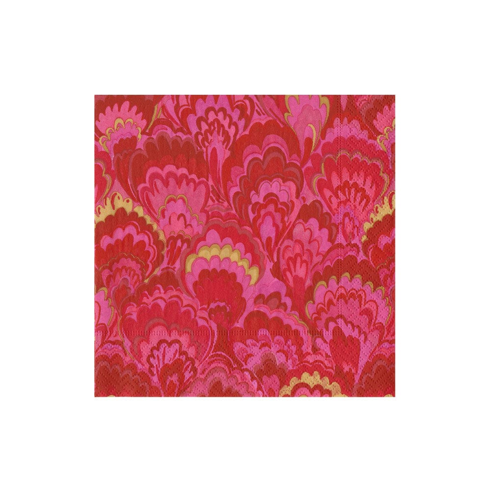 Marbled Ceramica Red & Fuchsia Cocktail Napkins (20 Count) by Caspari