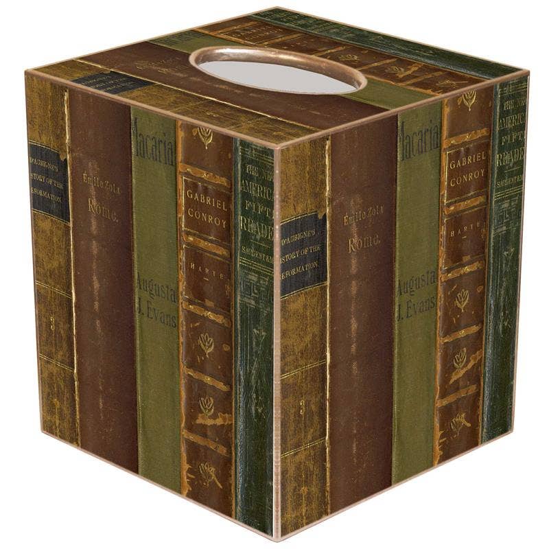 Marye-Kelley - Antique Book Spines Tissue Box Cover: Paper Mache by Marye-Kelley