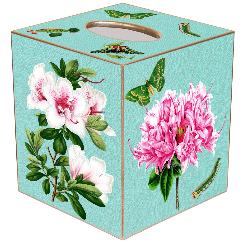 Marye-Kelley - Azaleas on Aqua Tissue Box Cover: Paper Mache by Marye-Kelley