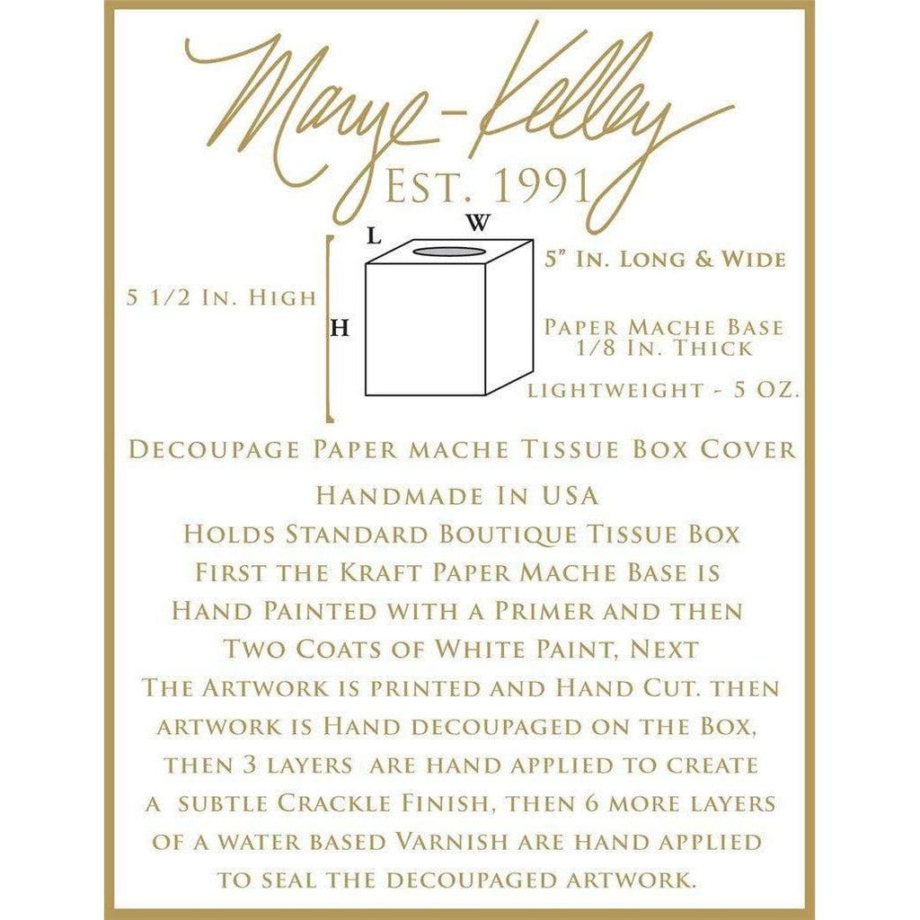 Marye-Kelley - Blue Hydrangea on Blue Provincial Print Tissue Box Cover: Paper Mache by Marye-Kelley