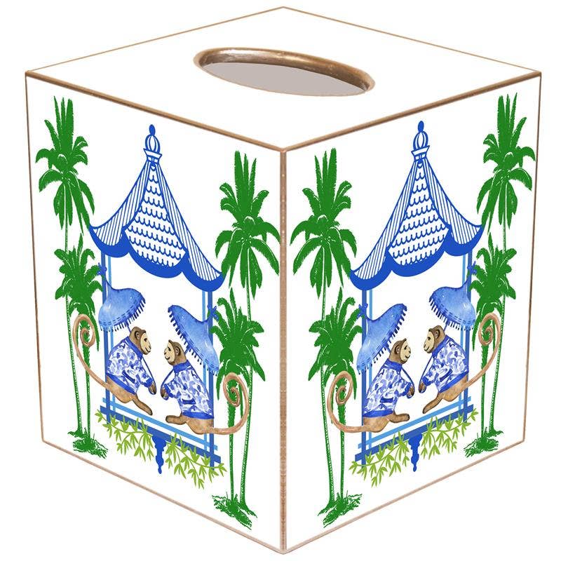 Marye-Kelley - Chic Monkey with Palms Tissue Box Cover: Paper Mache by Marye-Kelley