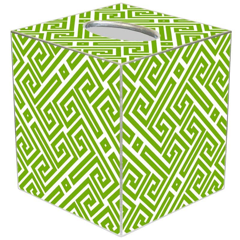 Marye-Kelley - Lime & White Fret Pattern Tissue Box Cover by Marye-Kelley