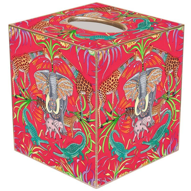 Marye-Kelley - Pink Jungle Tissue Box Cover: Paper Mache by Marye-Kelley