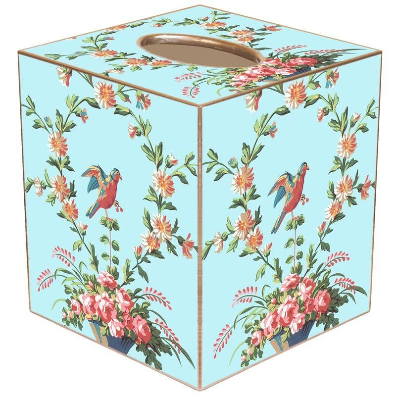Marye-Kelley - TB572-Aqua Bird Tissue Box Cover: Paper Mache by Marye-Kelley