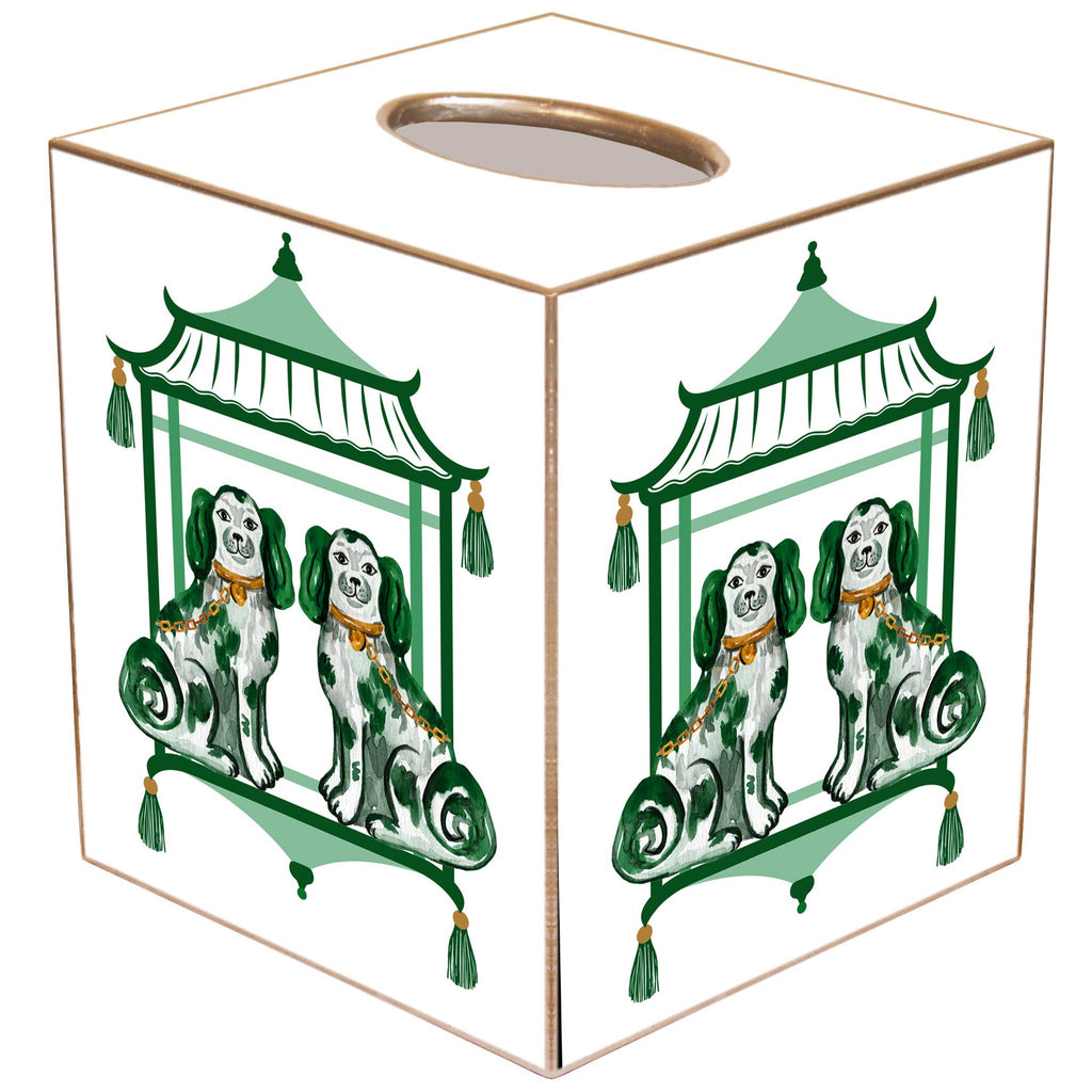 Marye-Kelley - TB6627-Staffordshire Chic Green Tissue Box: Paper Mache by Marye-Kelley