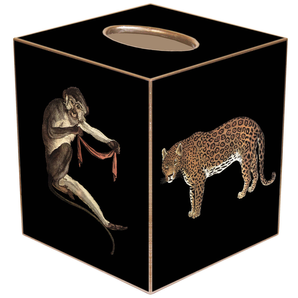 Marye-Kelley - Vintage Safari - Leopard, Zebra & Monkeys Tissue Box Cover: Paper Mache by Marye-Kelley