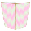 Marye-Kelley - WB1122-Pink & Green Stripe Wastepaper Basket: Scalloped Top by Marye-Kelley