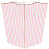 Marye-Kelley - WB1122-Pink & Green Stripe Wastepaper Basket: Scalloped Top by Marye-Kelley