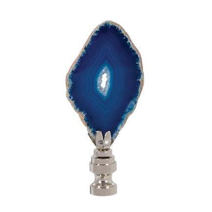 Natural Blue Agate Stone Lamp Finial with Nickel Base, ~4" by B&P Lamp Supply
