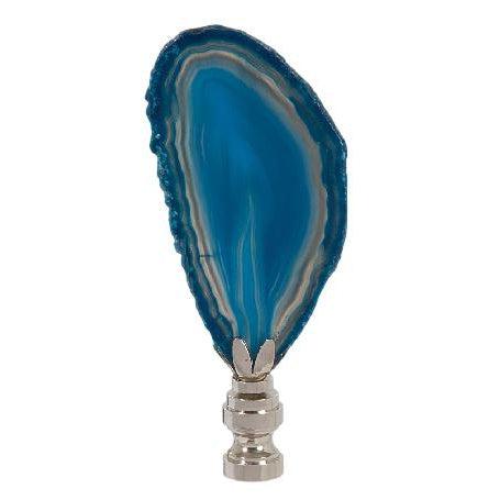Natural Blue/Green Agate Stone Lamp Finial with Nickel Base, ~4" by B&P Lamp Supply