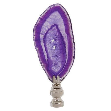 Natural Purple Agate Stone Lamp Finial with Nickel Base, ~4" by B&P Lamp Supply