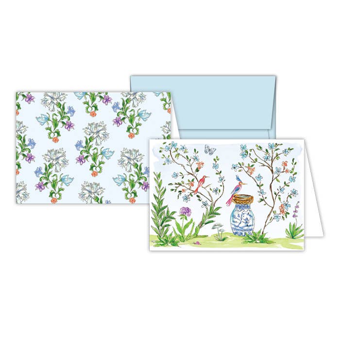 RosanneBeck Collections - Handpainted Blue Enchanted Garden Stationery Notes by RosanneBeck Collections