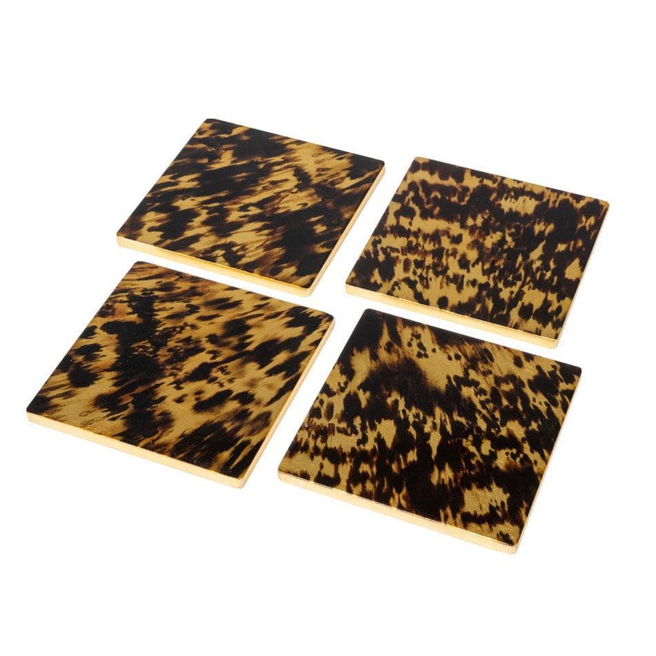 Tortoiseshell Lacquer Coasters - Set of 4 by Caspari