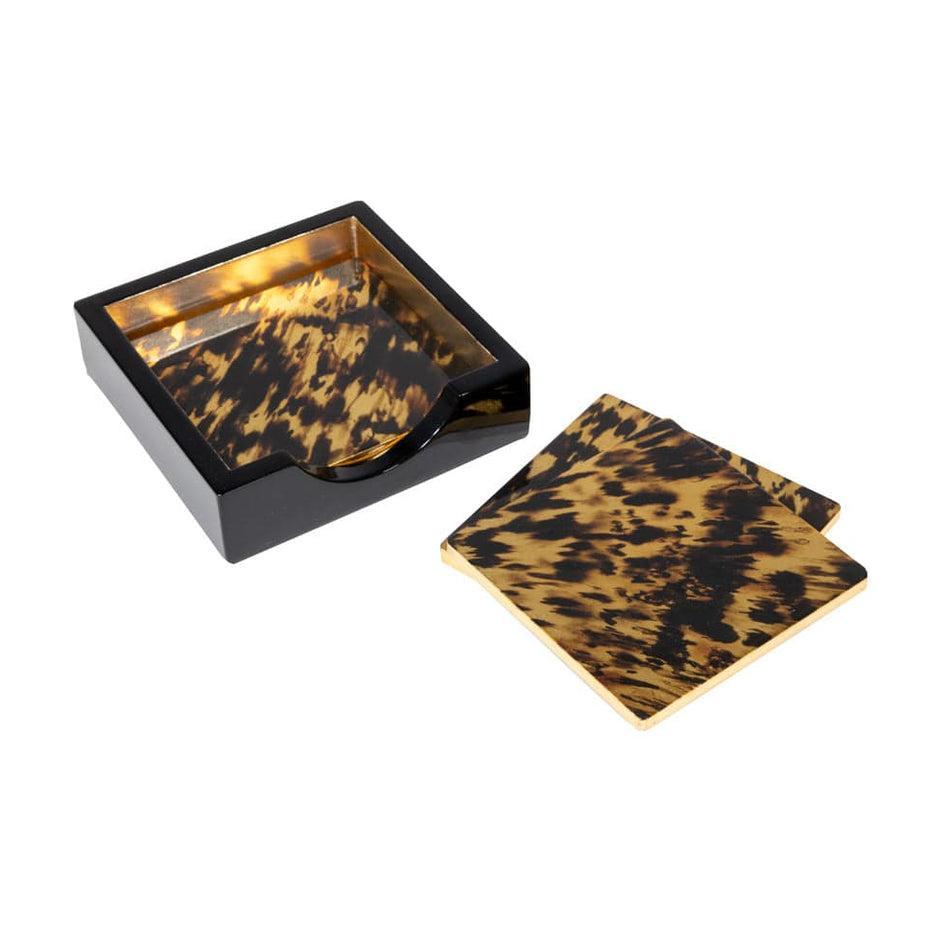 Tortoiseshell Lacquer Coasters - Set of 4 by Caspari