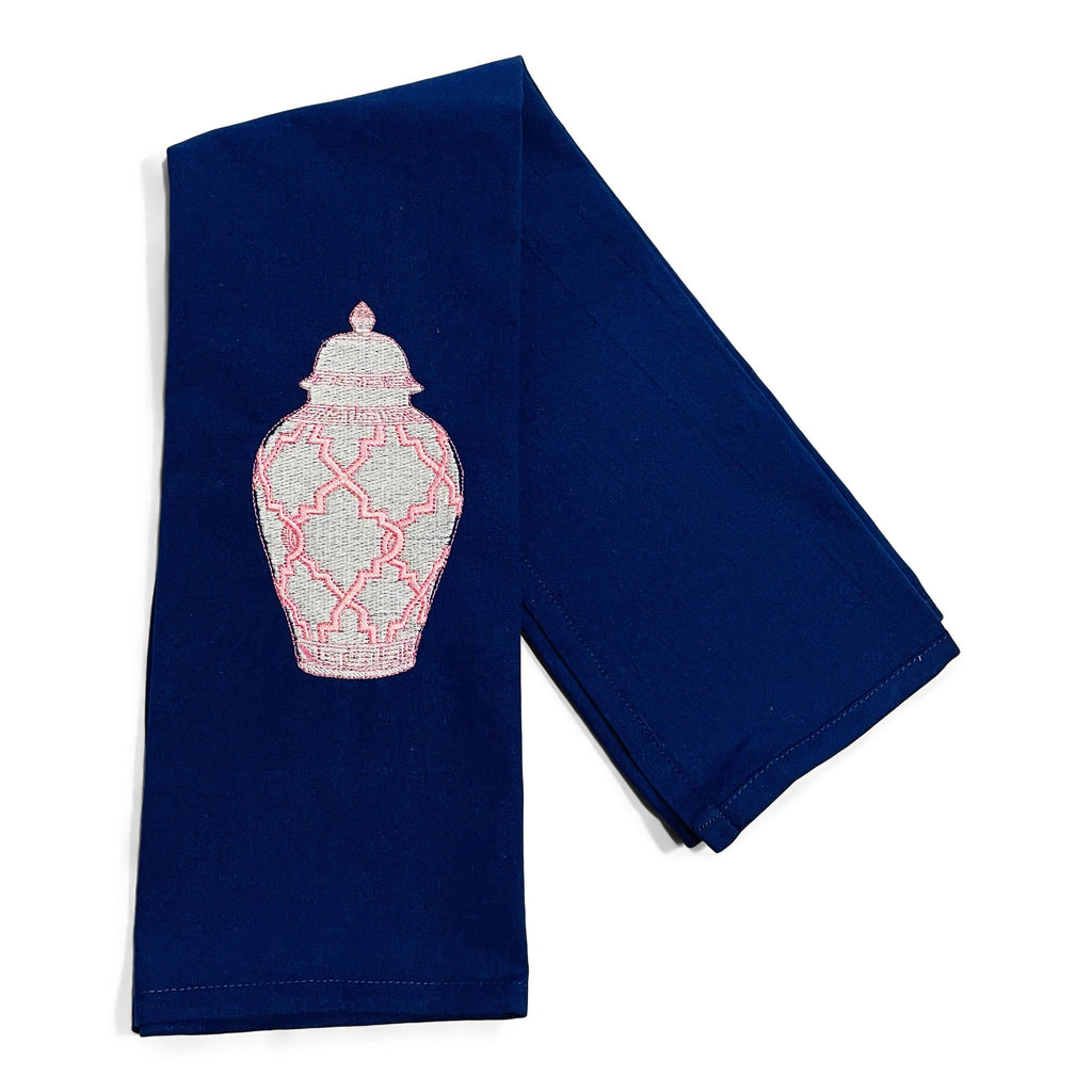 Towel - Chinoiserie Pink Ginger Jar by Vibrantly Blue