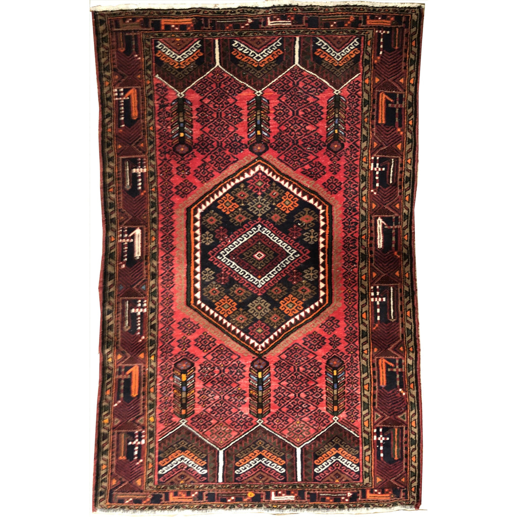 Vintage Hamadan Persian Hand-Knotted Rug 4'-0" x 6'-4" by Antique