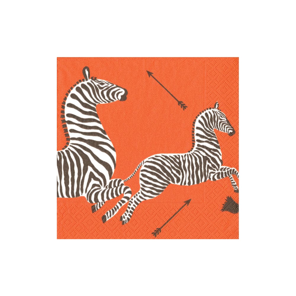 Zebras Orange Cocktail Napkins (20 Count) by Caspari