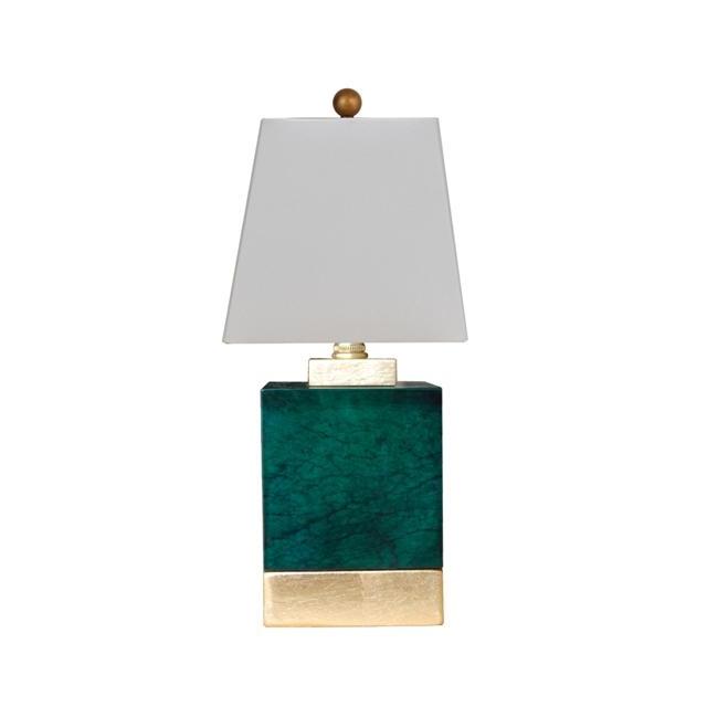 14" Mini Jade Dark Green Square Table Lamp by East Enterprises