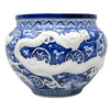 19th C. Japanese Meiji Period Blue & White Dragon Jardiniere by Room Tonic