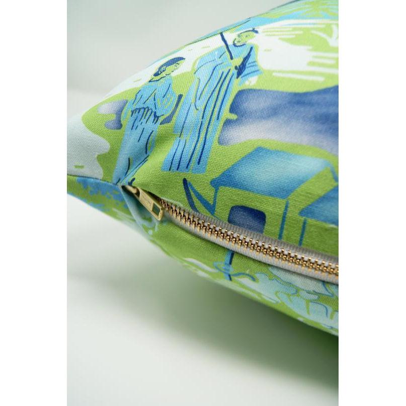 20" Chinoiserie Gardens Throw Pillow in Green & Blue by Post House Co.