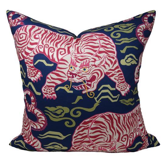 20" Tibetan Tiger Throw Pillow in Navy by Post House Co.