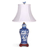 22" Blue & White Eight Treasures Temple Jar Table Lamp by Avala