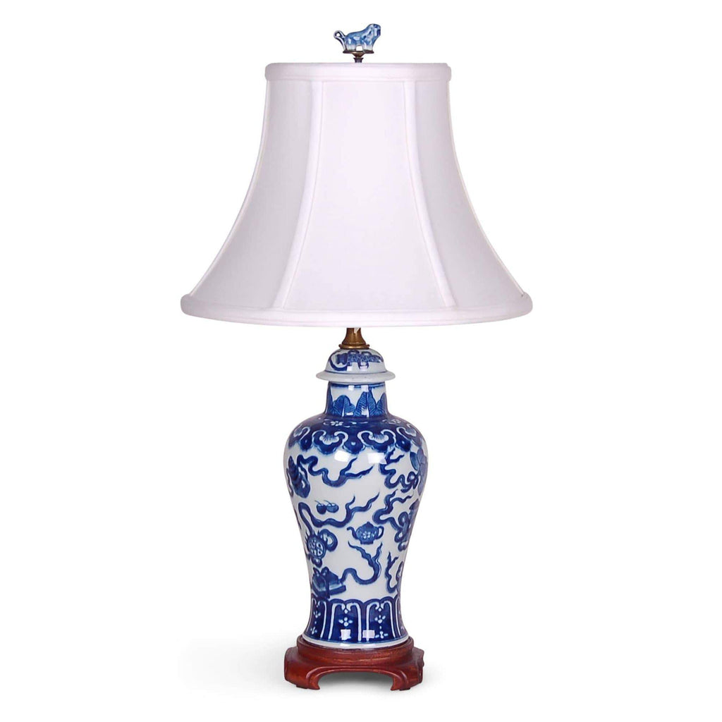 22" Blue & White Eight Treasures Temple Jar Table Lamp by Avala
