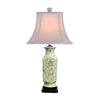 24" Green & White Floral Pattern Cong Vase Lamp by East Enterprises