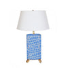 26" Blue Crocodile Tole Lamp with Empire Shade by Dana Gibson