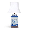 26" Blue and White Canton Square Tea Caddy Lamp by Avala