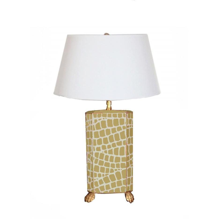 26" Taupe Crocodile Tole Lamp with Empire Shade by Dana Gibson