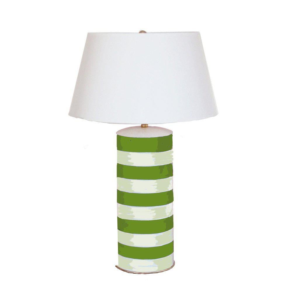 27" Green Stripe Stacked Tole Table Lamp by Dana Gibson