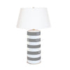 27" Grey Stripe Stacked Tole Table Lamp by Dana Gibson