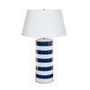 27" Navy Stripe Stacked Tole Table Lamp by Dana Gibson