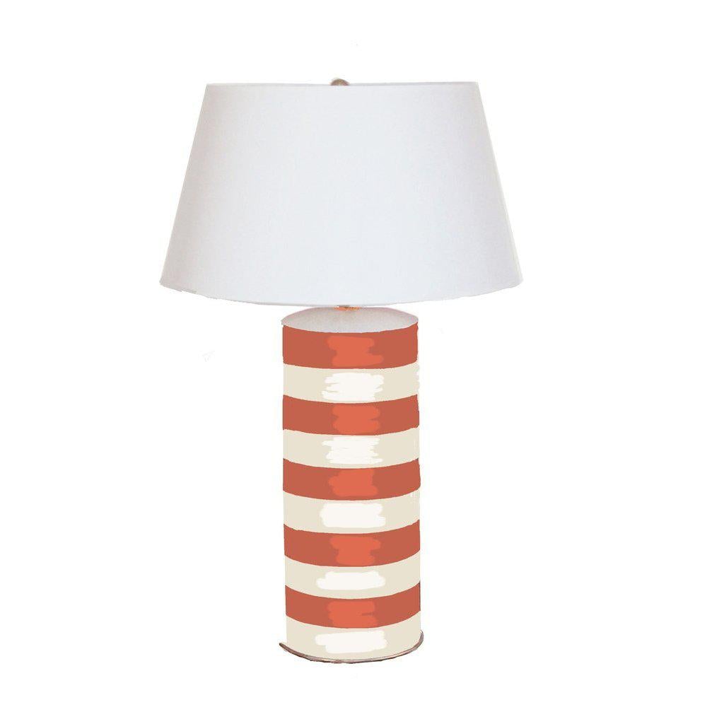 27" Orange Stripe Stacked Tole Table Lamp by Dana Gibson
