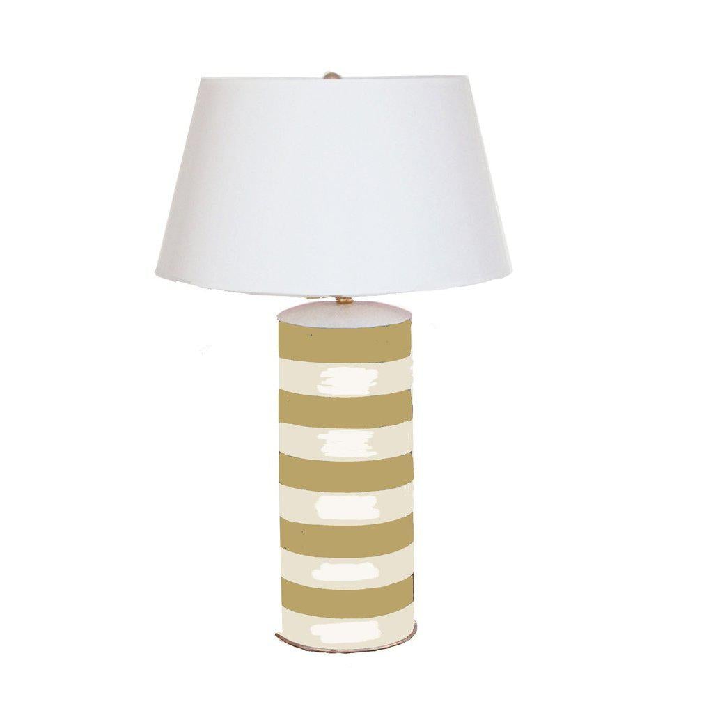 27" Taupe Stripe Stacked Tole Table Lamp by Dana Gibson