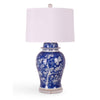 30" Blue & White Hawthorn Prunus Temple Jar Lamp by Avala